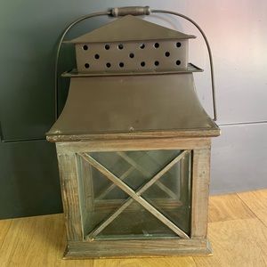Pottery Barn Large Wood & Metal Lantern
